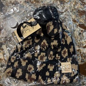 Baby C.C Leopard-Print Knit Beanie in Black and Tan